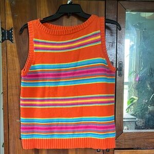 Vibrant Striped Sleeveless Sweater